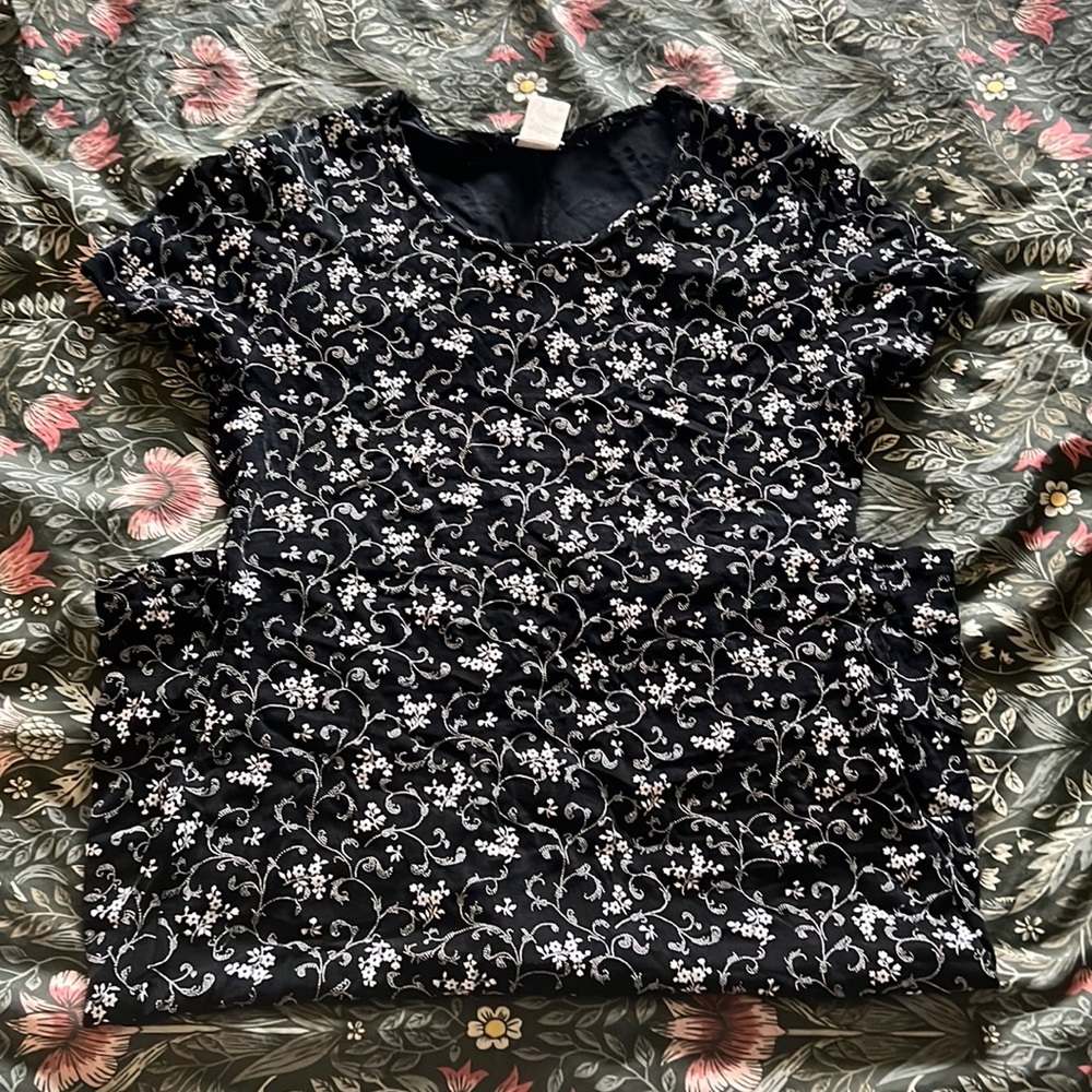 Vintage Embroidered Flower Mini Dress